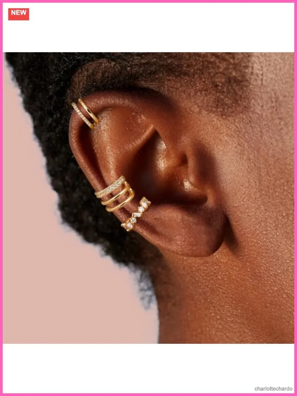Non-Piercing Ear Cuffs for Women Clip-On Cartilage Earrings Set 14K Gold Plated